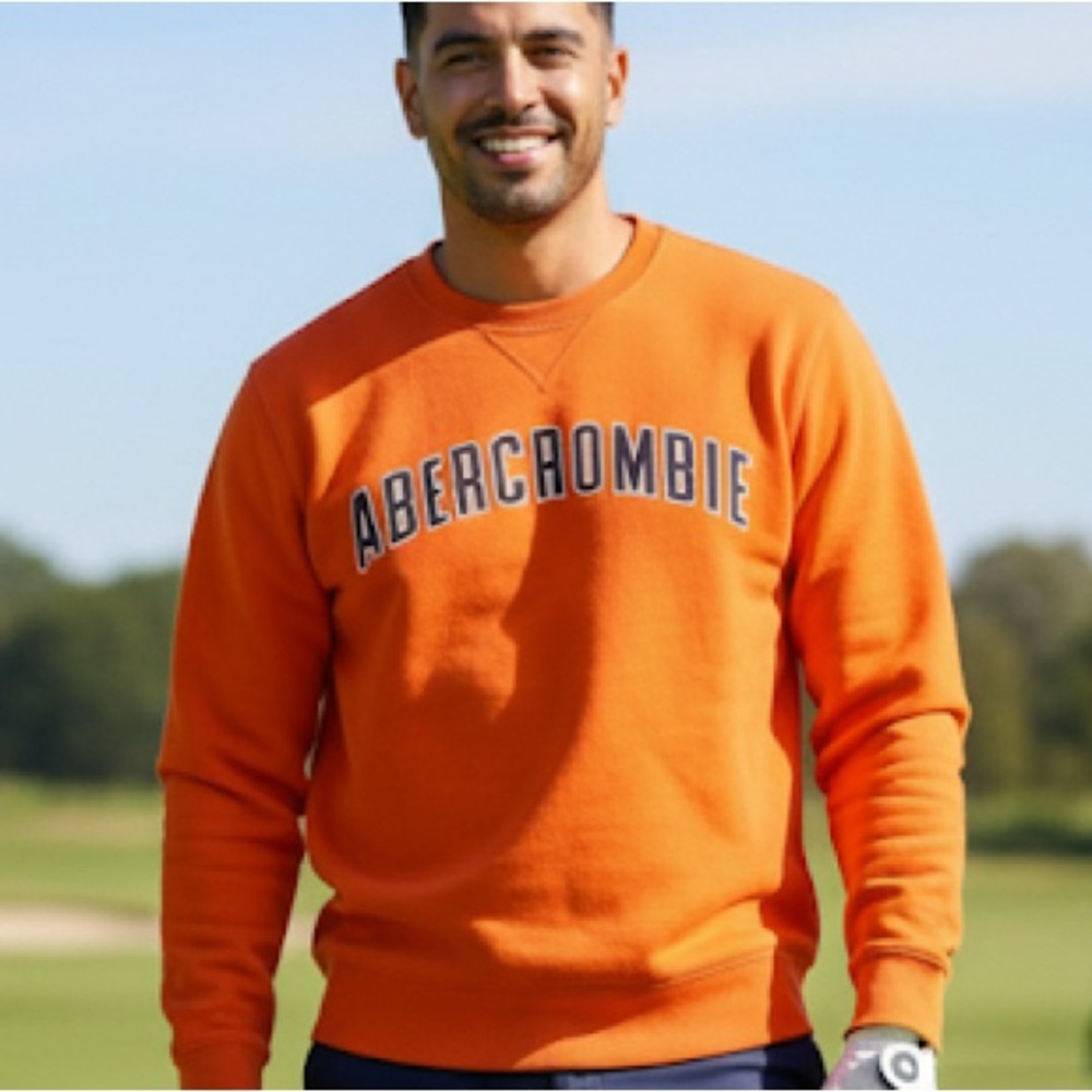 Abercrombie & Fitch Men's Orange Sweatshirt XL Vintage